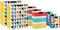 8-Pack Assorted Gift Bags – Small, Medium & Large with Colorful Stripes, Triangles & Geometric Designs for Birthdays, Holidays & Parties (Red, Green, Blue, Yellow, Black)